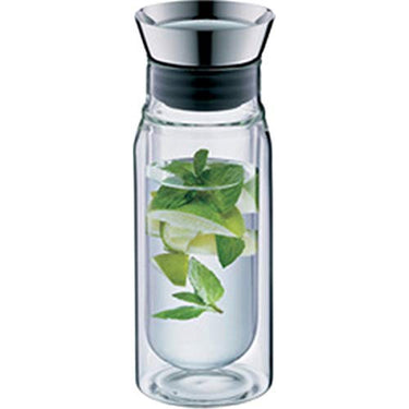 alfi FLOWMOTION 0.75l, double-walled borosilicate glass carafe, automatic pouring, integrated strainer, removable lid, dishwasher-safe, thermal glass carafe, for hot and cold drinks on sale